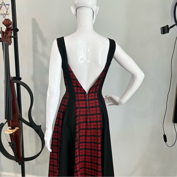 Vintage 50s Bespoke Red & Black Checked Taffeta Full Skirt Party Dress. - Picture 12 of 16